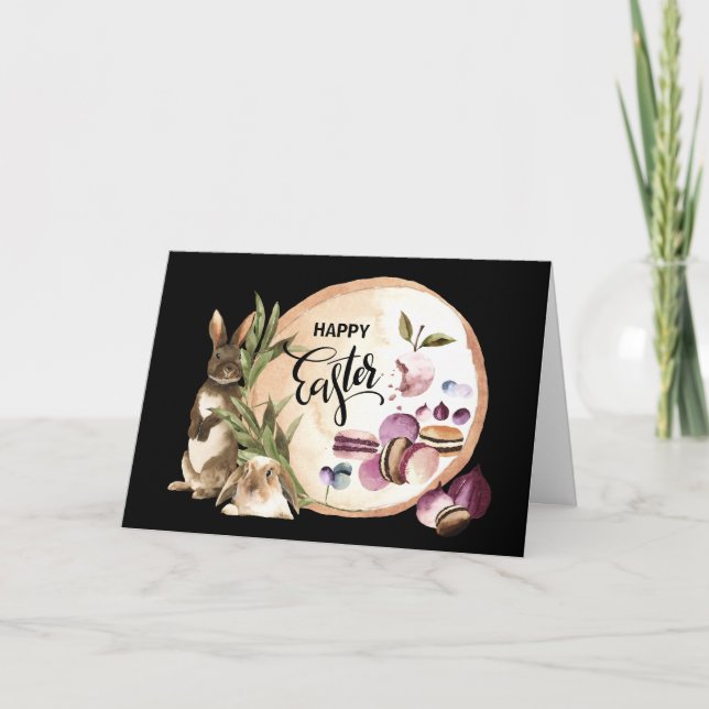 Glad påsk | Macaroons Bunnies med Vår Fruit Helgkort (Framsida)