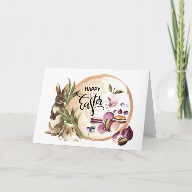 Glad påsk | Macaroons Bunnies med Vår Fruit Helgkort (Framsida)