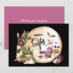 Glad påsk Macaroons Bunnies med Vår Fruit Julkort