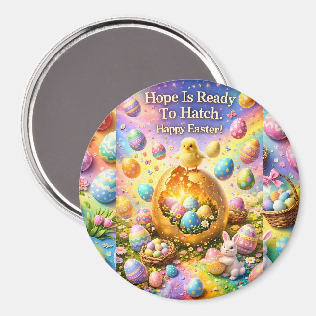 Glad påsk, magiska kyckling- och kanindukater magnet (Front/Back)