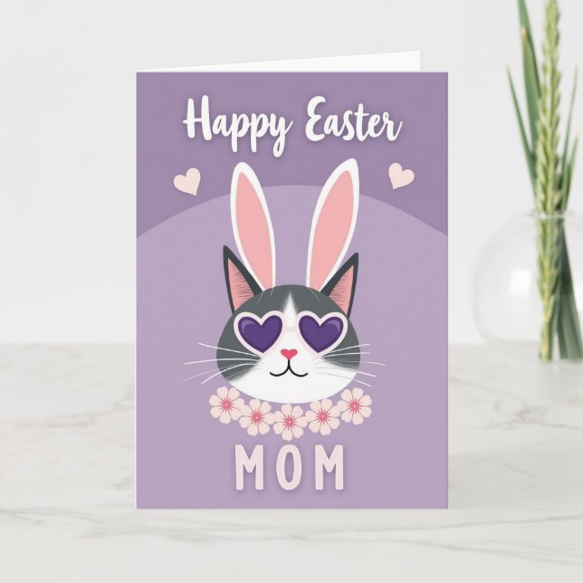 Glad påsk Mamma Katt Konst Kort (Framsida)