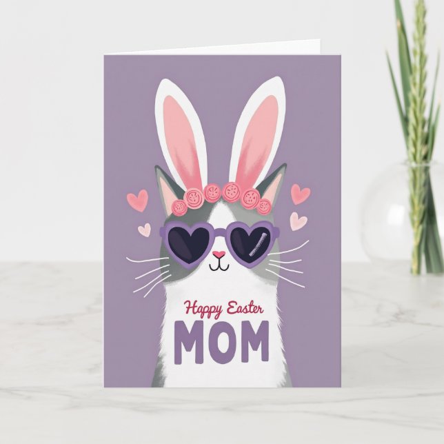 Glad påsk mamma kattkort kort (Framsida)