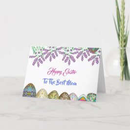 Glad påsk Mamma Lila Lilac Blommigt Egg Anpassning Helgkort