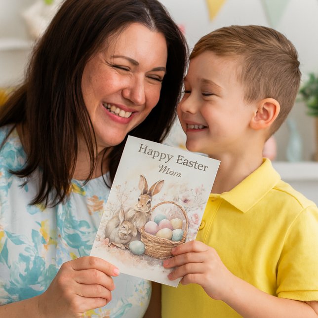 Glad påsk Mamma Vattenfärg Faltad Högtidskort Helgkort (Create lasting Easter memories with heartfelt greeting cards from Susan's Nature & Seasonal Studio. )