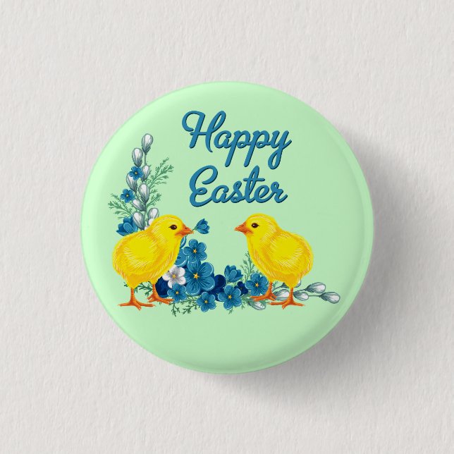 Glad påsk med Chickarna Baby Knapp (Framsida)