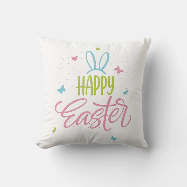 Glad påsk med fjärilar kudde (Framsida)