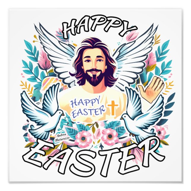 Glad påsk med Jesus Fototryck (Framsidan)