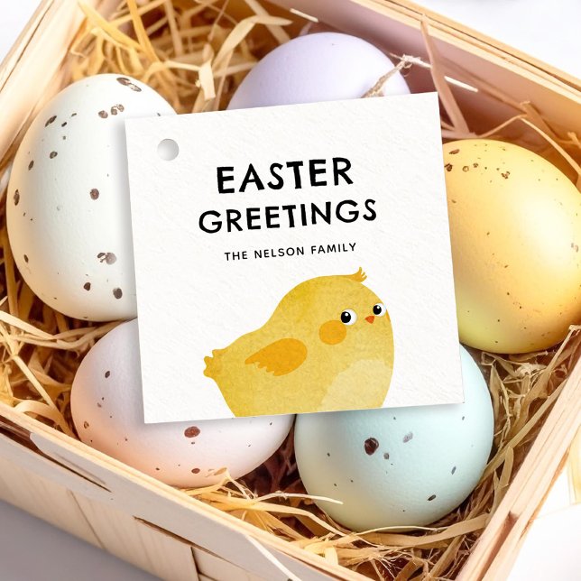 Glad påsk med liten gul kyckling gåvor etiketter (Skapare uppladdad)