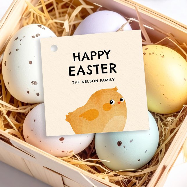 Glad påsk med liten orange kyckling gåvor etiketter (Skapare uppladdad)