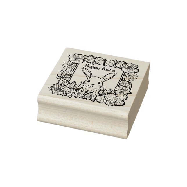 🐰 Glad påsk med påskhare och text Stämpel (Stämpel)
