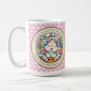 Glad påsk med söt kanin, ägg och blommor kaffemugg