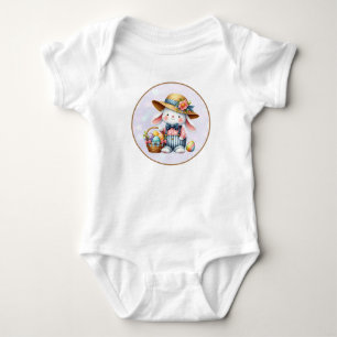 Glad påsk med söt kanin, ägg och blommor t shirt