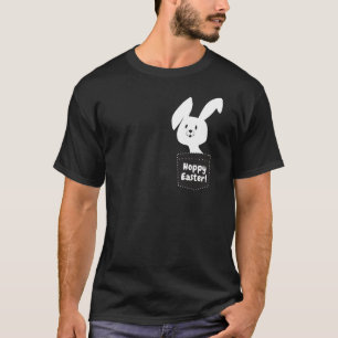 Glad Påsk Med Svart Och Vit Kanin Tecknad T Shirt