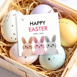 Glad påsk med tre angränsande baby bunnier gåvor etiketter