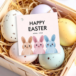 Glad påsk med tre angränsande baby bunnier gåvor etiketter