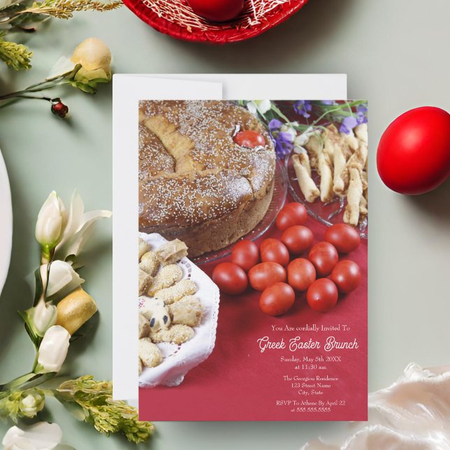 Glad påsk med tsoureki-brödkort inbjudningar (Indulge in tradition with Tsoureki Bread: Happy Greek Easter!)