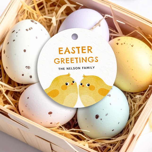 Glad påsk med två små kycklingar gåvor etiketter (Skapare uppladdad)