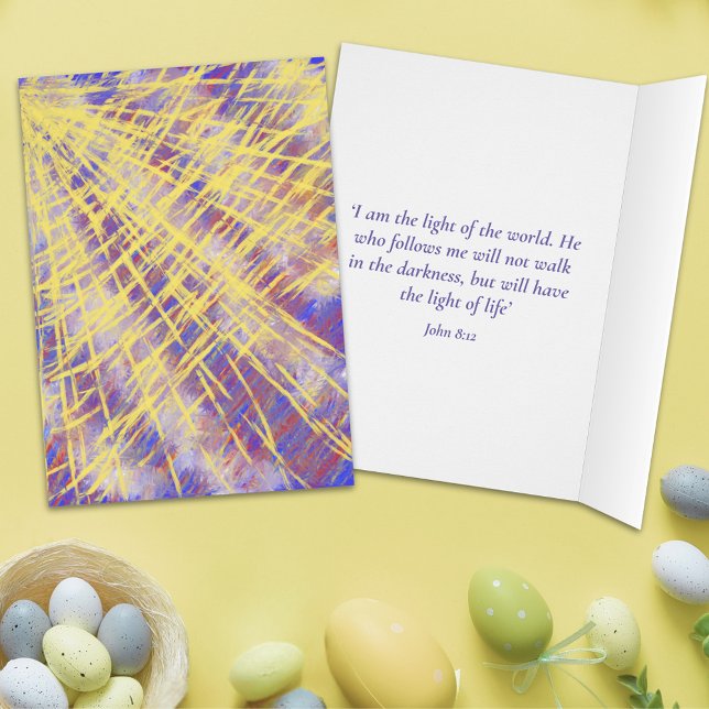 Glad Påsk Modern kristen konst Bibelcitat Hälsningskort (Happy easter modern christian abstract art bible quote folded greetings card)