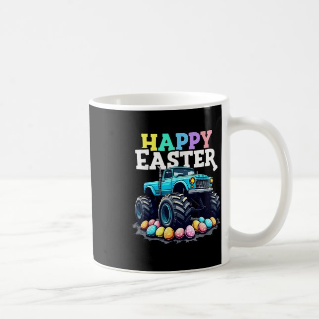 Glad påsk Monster Lastbil Funny Egg Hunt Småbarn Kaffemugg (Höger)