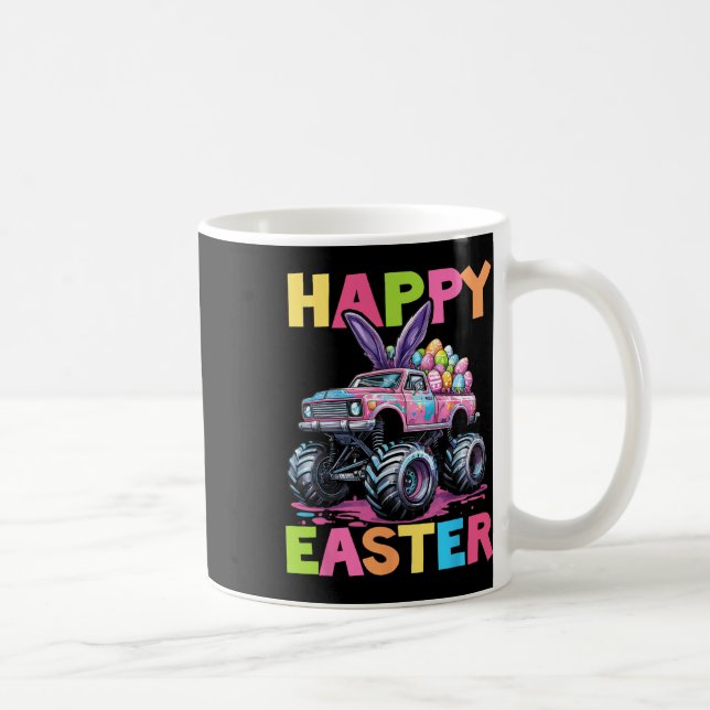 Glad påsk Monster Lastbil Påskägg Småbarn Kid Kaffemugg (Höger)