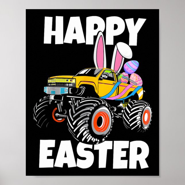 Glad påsk Monster Lastbil Påskägg Småbarn Kid Poster (Framsidan)