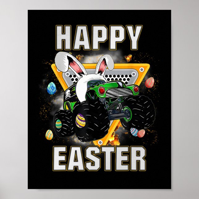 Glad påsk Monster Lastbil Påskägg Småbarn Kid Poster (Framsidan)