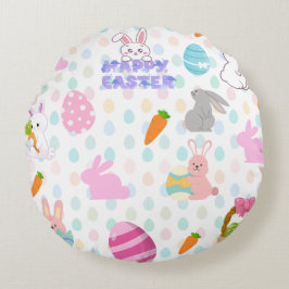 Glad påsk mönster rund kudde