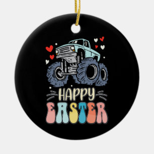 Glad påsk Monster Truck Kanin Påskharen Ägg Julgransprydnad Keramik