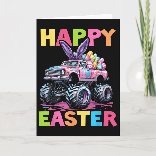 Glad Påsk Monster Truck Påskägg Småbarn Kid Kort (Framsida)
