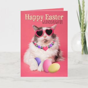 Glad påsk mordottern glamorkatt med ägg helgkort