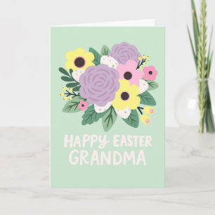Glad påsk Mormor Pastellfärgade blommor Ägg Bukett Kort