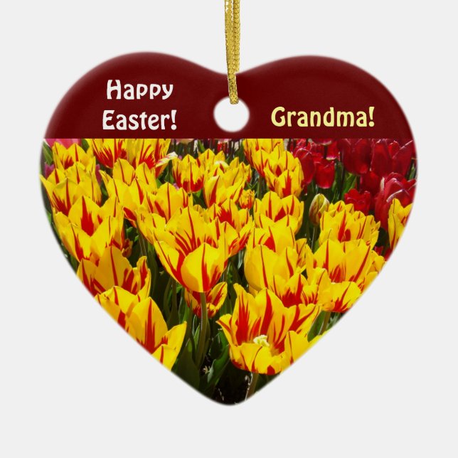 Glad påsk! Mormor prydnadsgåvor Tulpaner Blomma Julgransprydnad Keramik (Framsidan)