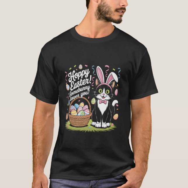 Glad Påsk Nånkanin Älskar Dig Söt Katt Kanin T Shirt (Framsida)
