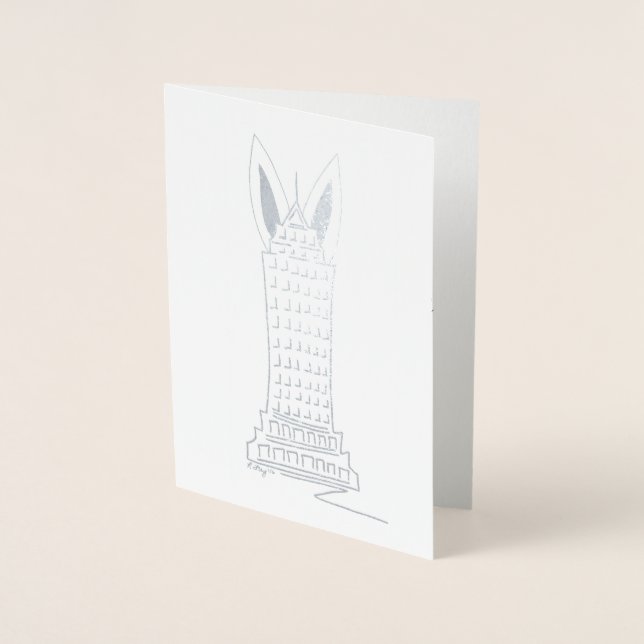 Glad påsk NYC Skyscraper Bunny Öron New York Folierat Kort (Framsida)