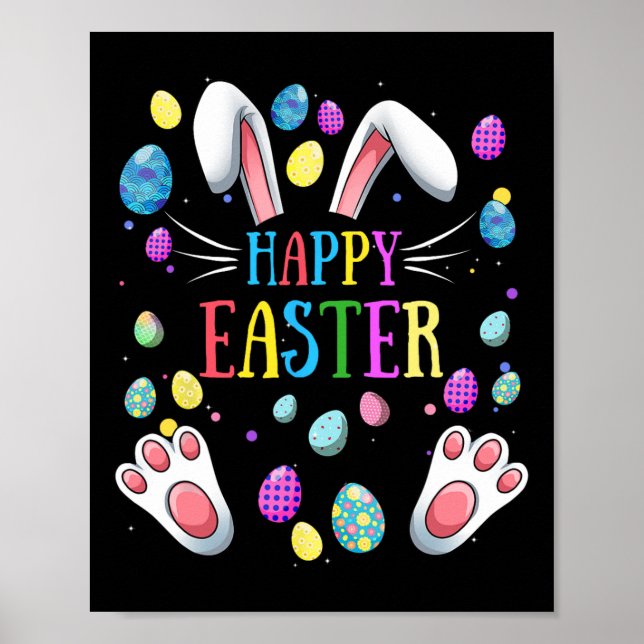 Glad påsk Ord Bunny Gifts Egg Graphic Famil Poster (Framsidan)