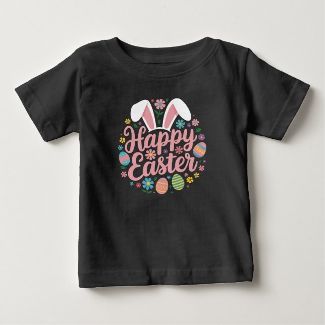 Glad påsk Ord Egg Bunny T Shirt (Framsida)