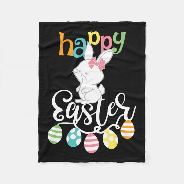 Glad påsk Ord Egg Groovy Bunny Rabbit Kids Fleecefilt (Framsidan)