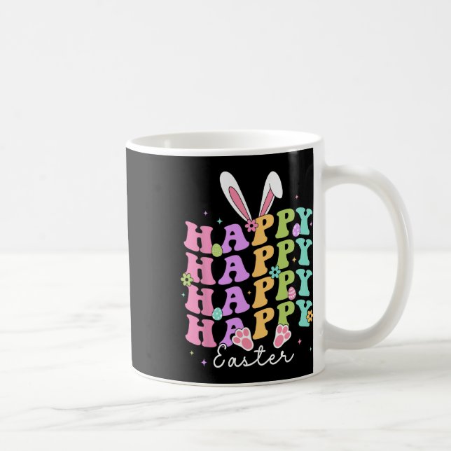 Glad påsk Ord Egg Groovy Bunny Rabbit Kids Kaffemugg (Höger)