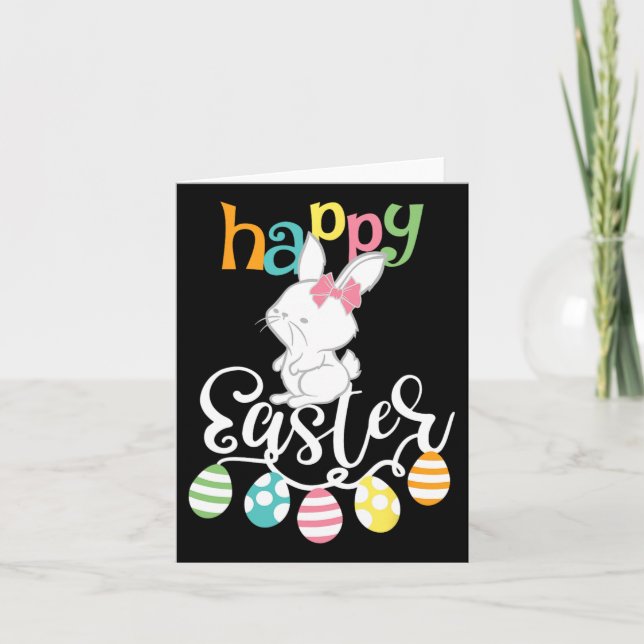 Glad påsk Ord Egg Groovy Bunny Rabbit Kids Kort (Framsida)