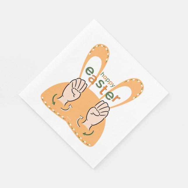 glad påsk på teckenspråk pappersservett (Hörn)