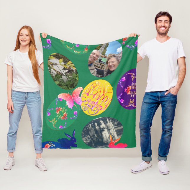 Glad påsk, Påskägg med 3 foton Fleecefilt (På plats)