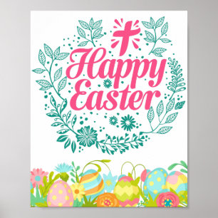 Glad påsk Påskägg Önskemål Vackra blommor Poster