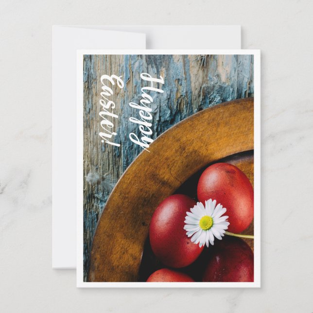 Glad påsk! Påskägg stilleben med tusenskönor Julkort (Framsida)