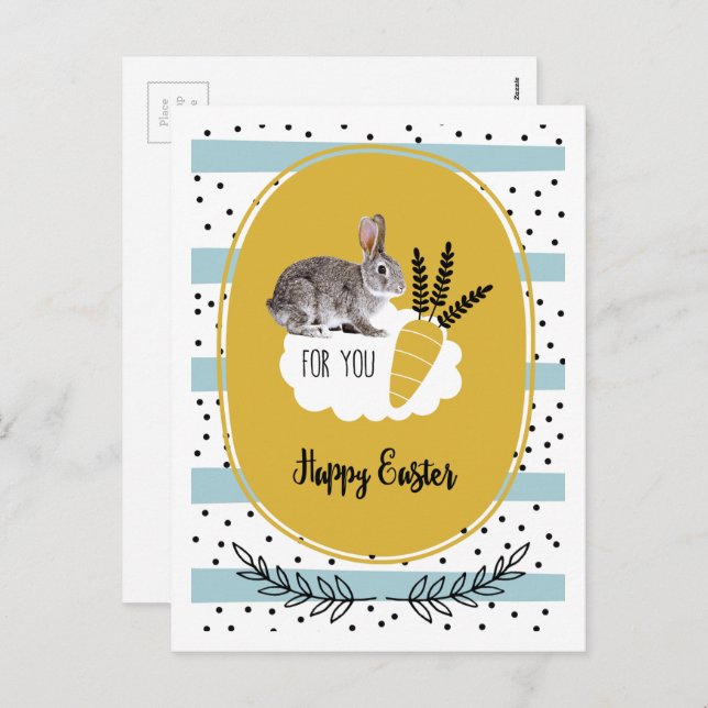 Glad påsk. Påskhare Helg Vykort (Fram/baksida)