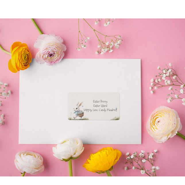 Glad påsk, påskhare med ägg adressetikett (Skapare uppladdad)