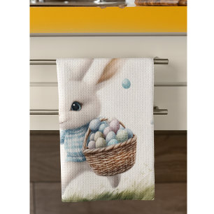 Glad påsk, påskhare med ägg kökshandduk