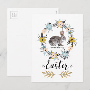 Glad påsk. Påskhare och Vår blommor Helg Vykort