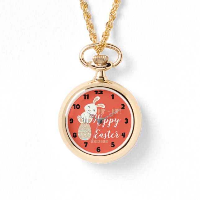 Glad påsk, påskhare, söt familj armbandsur (Framsida)