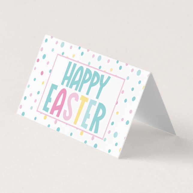 Glad påsk Pastel Dots Goodie Bag Topper Visitkort (Framsida)