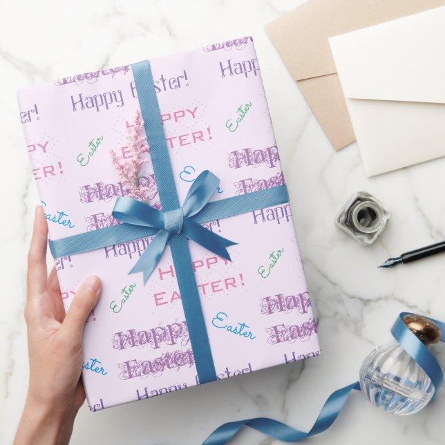 Glad påsk! Pastel Påsk Theme Typography Presentpapper (Gåvor)